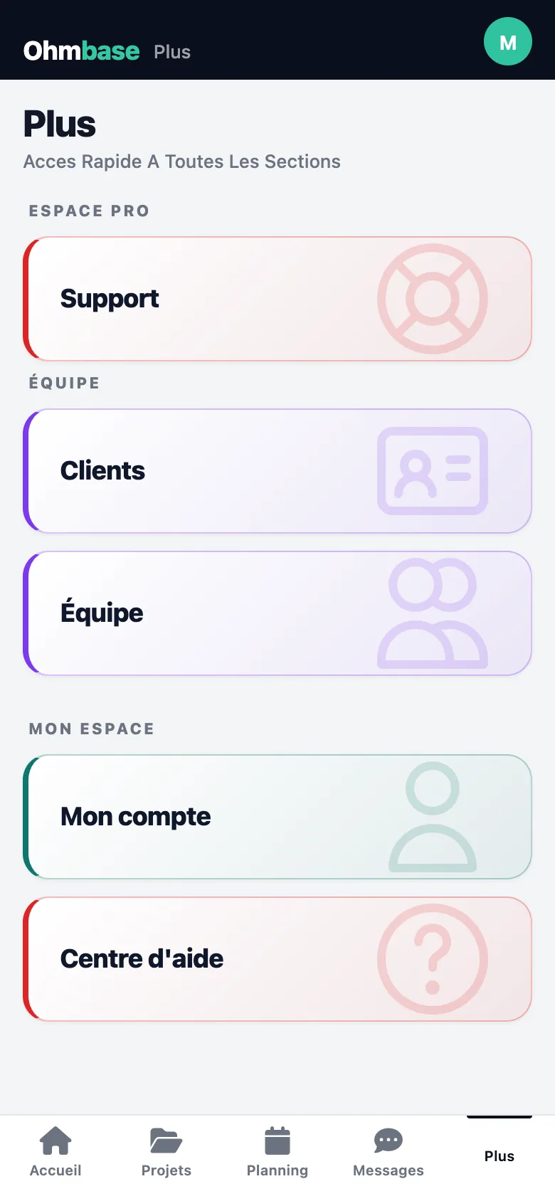L'application mobile Ohmbase installée sur un téléphone
